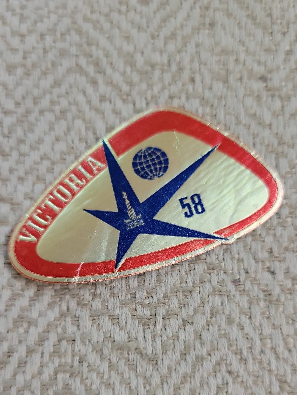 1958 World's Fair Brussels, Belgium Luggage Label, Victoria Expo 58